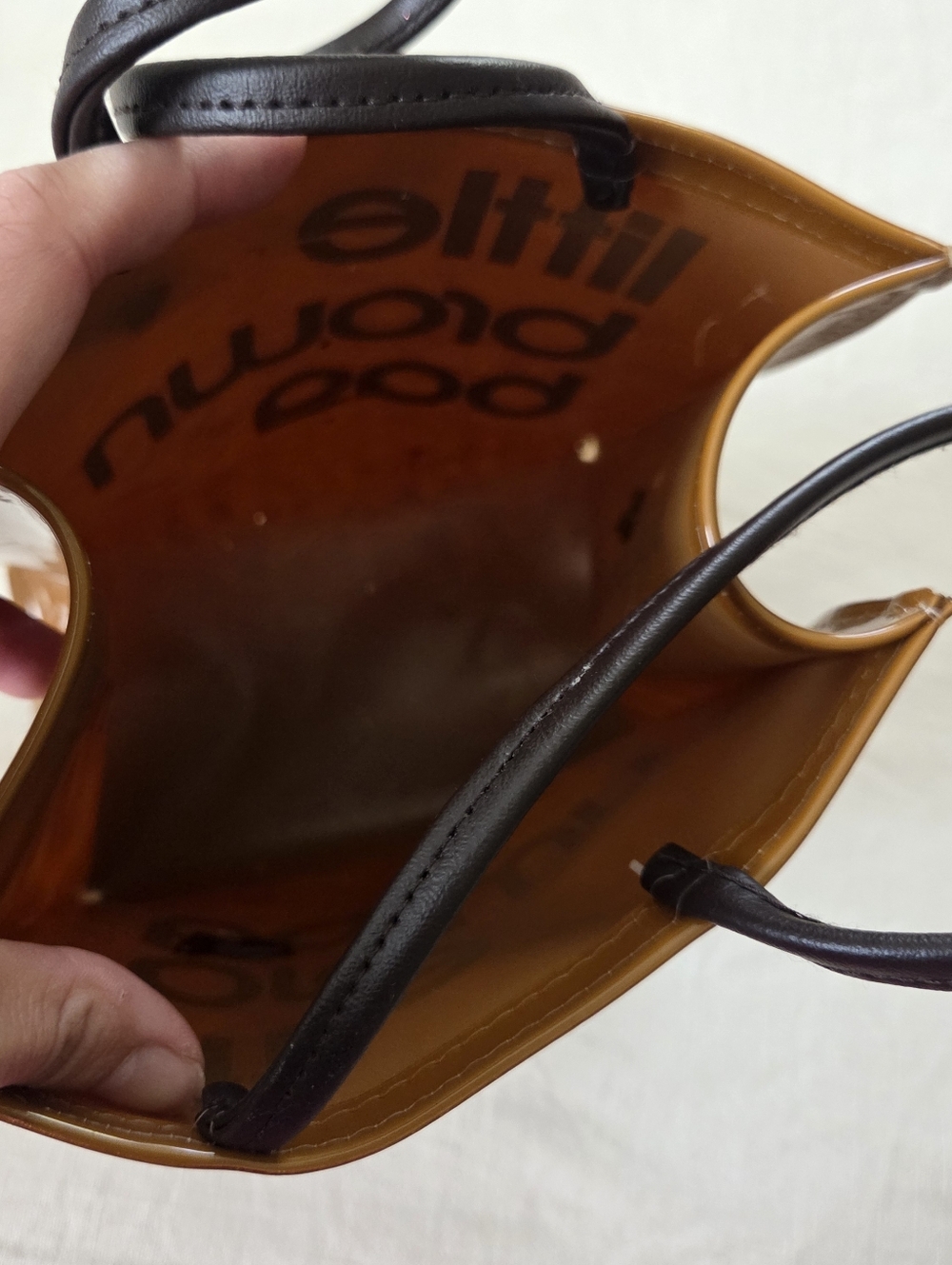 Vintage Bloomingdales Glossy Little Brown Bag Small Tote - Picture 7 of 10